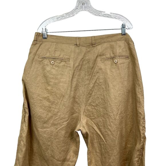Gochu Mens Shorts Linen Pleated Front Slash Pockets Zip‎ Fly Tan Size 40 - Picture 6 of 6